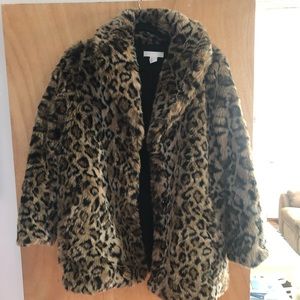 Used, H&M faux fur leopard jacket
